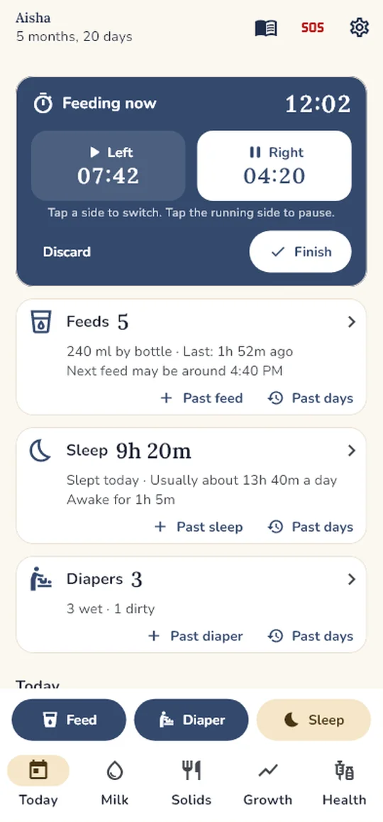 Breastfeeding timer for left and right sides